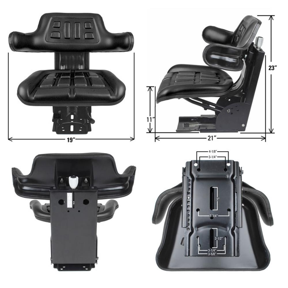 thumbnail image 2 of Black Waffle Suspension Seat – Fits Ford New Holland 3300 3910 3930 6000 7610 & Universal Tractors 2 of 3